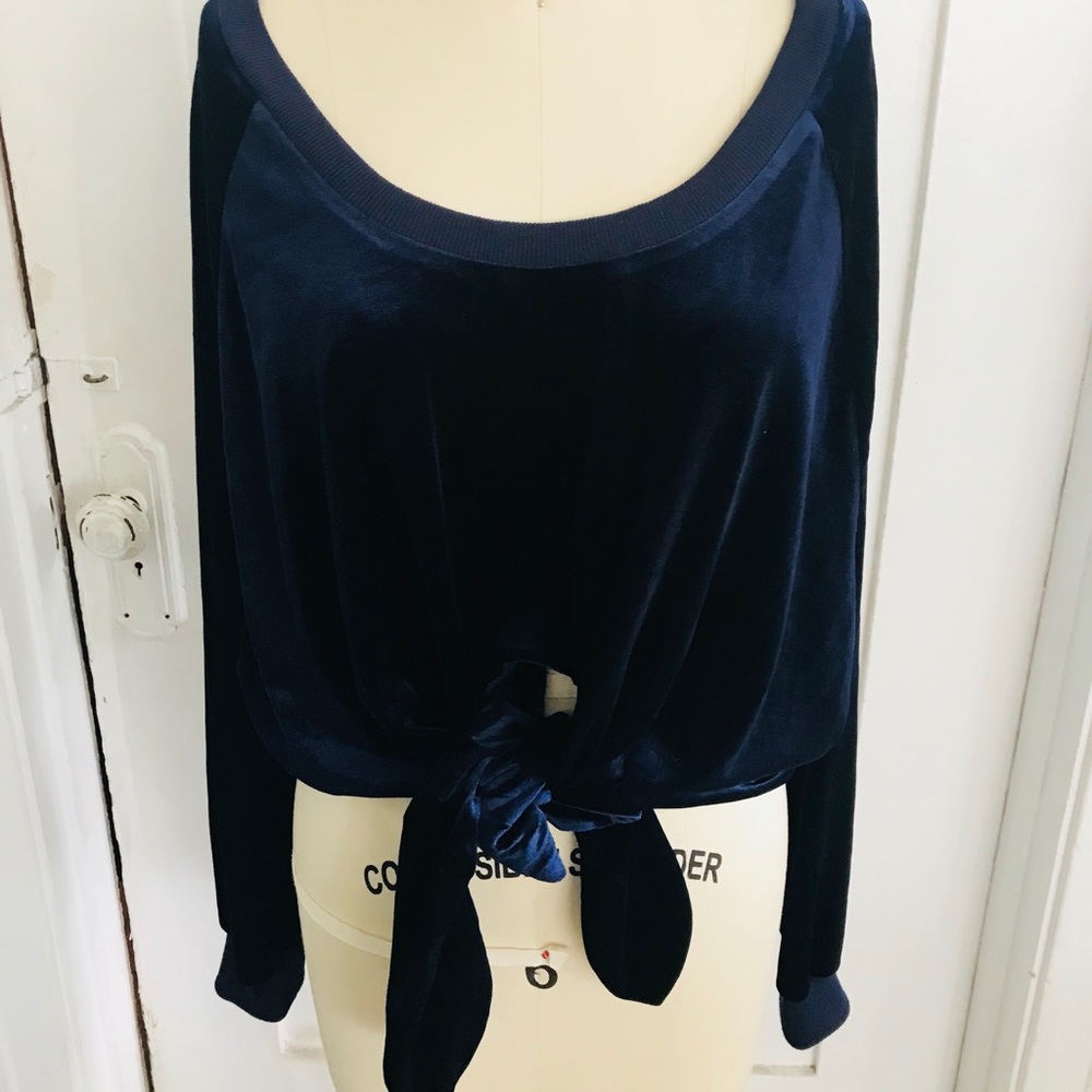 Oversized Navy Oversized Velvet Long Sleeve Top 💙